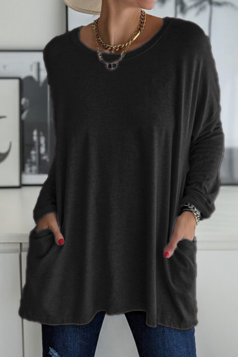 Elegante T-shirt da donna a maniche lunghe con colletto elegante per un look unico