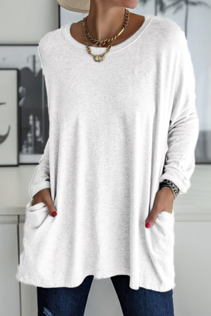 Elegante T-shirt da donna a maniche lunghe con colletto elegante per un look unico