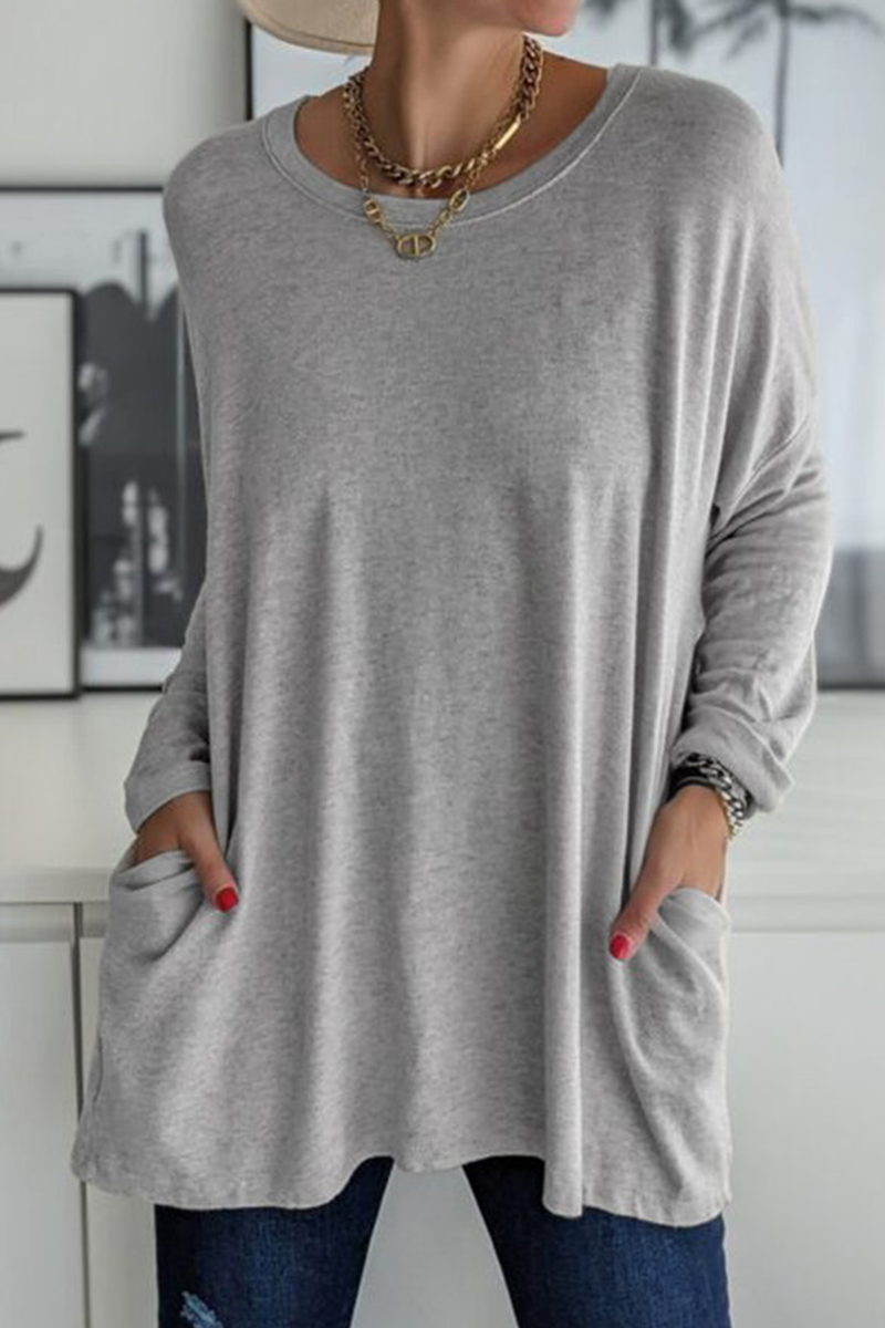 Elegante T-shirt da donna a maniche lunghe con colletto elegante per un look unico