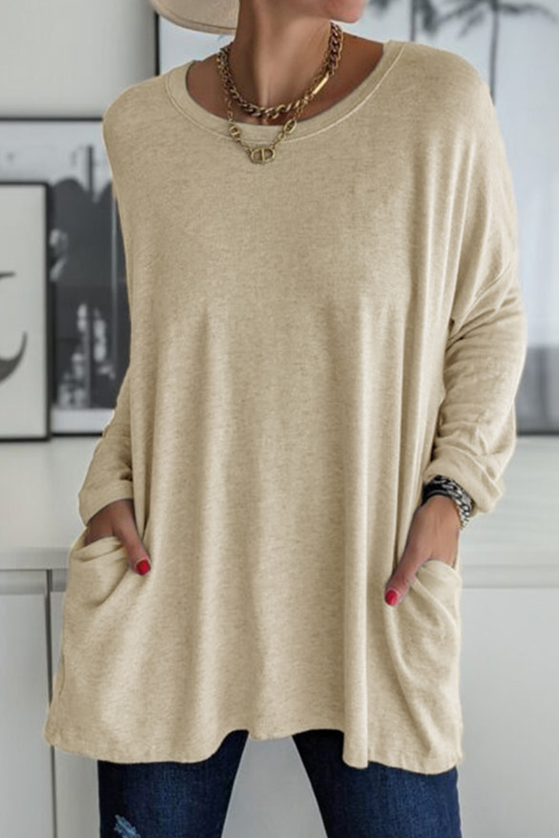 Elegante T-shirt da donna a maniche lunghe con colletto elegante per un look unico