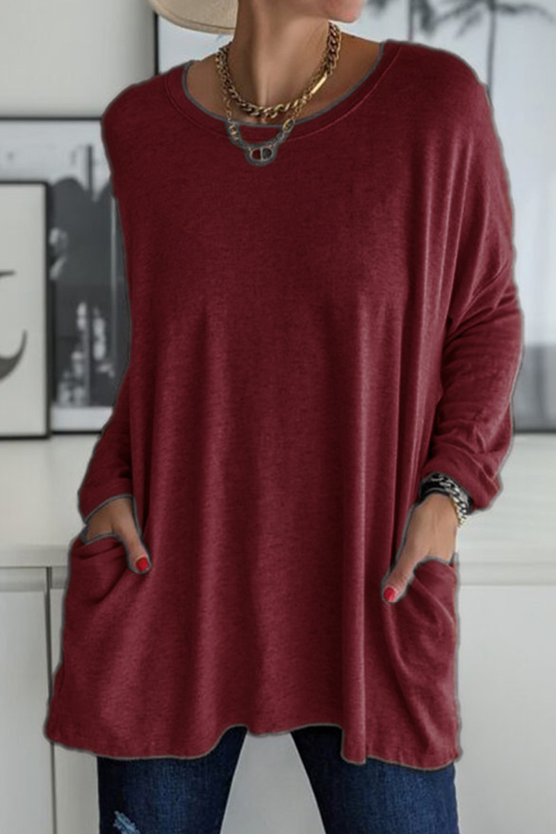 Elegante T-shirt da donna a maniche lunghe con colletto elegante per un look unico