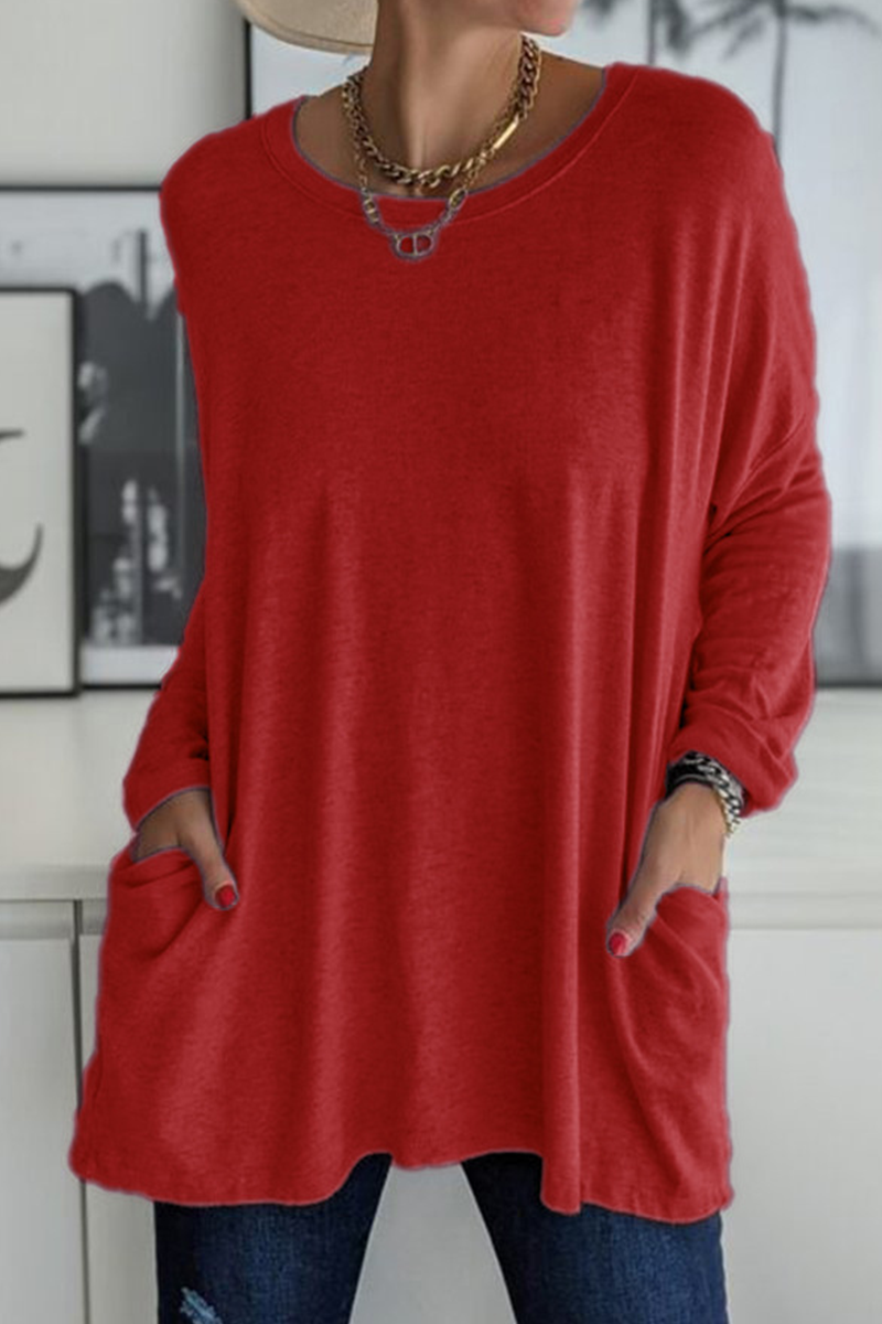 Elegante T-shirt da donna a maniche lunghe con colletto elegante per un look unico