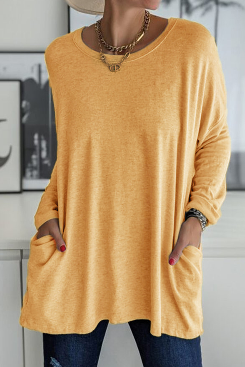 Elegante T-shirt da donna a maniche lunghe con colletto elegante per un look unico