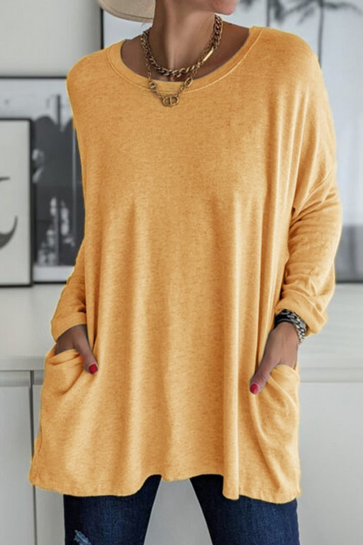 Elegante T-shirt da donna a maniche lunghe con colletto elegante per un look unico