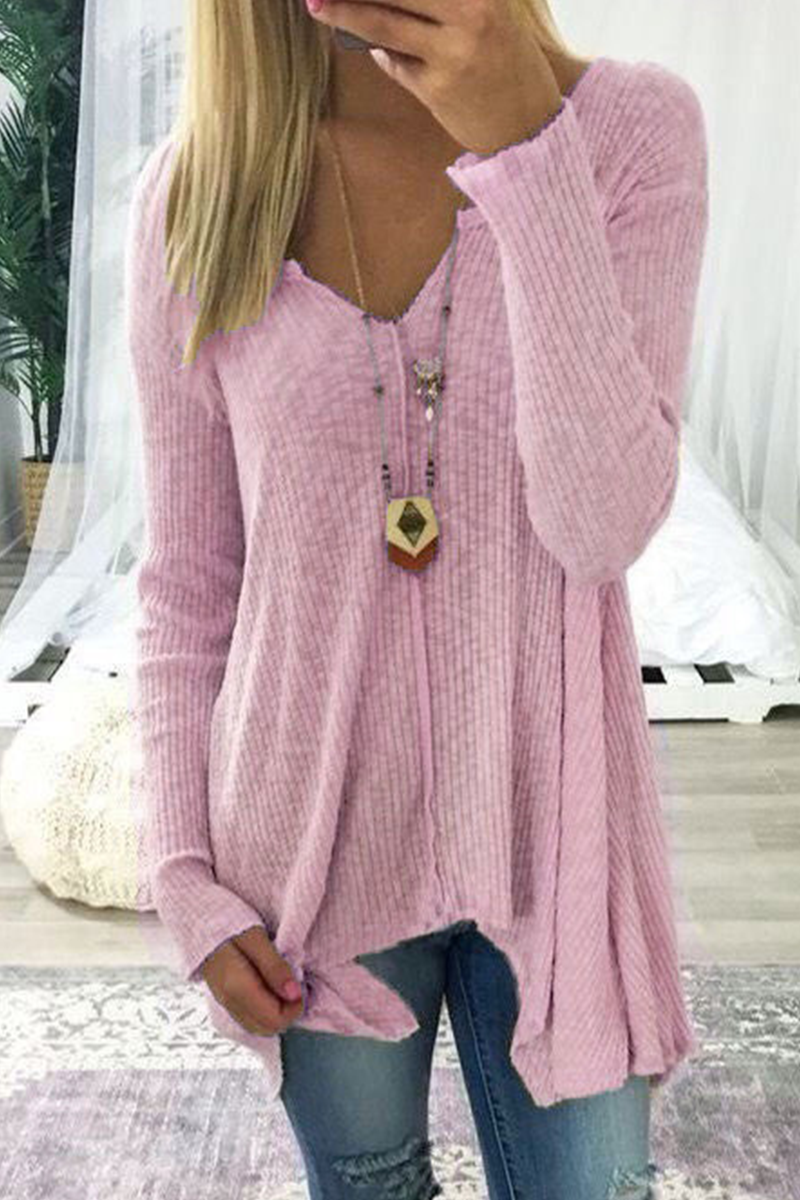 Elegante maglione da donna a maniche corte, con sorprendente scollatura a V ed eleganti polsini lunghi