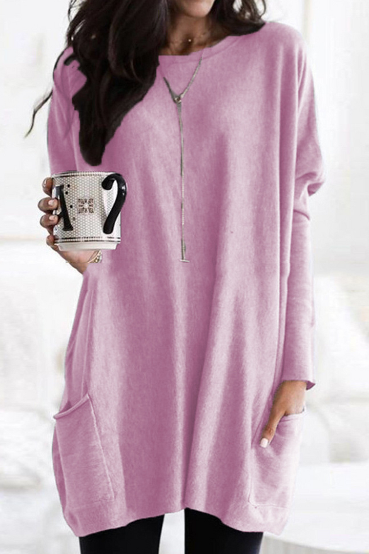 Pull en maille pour femmes - Tunique longue à manches longues légère, confortable et avec poches pour un style décontracté