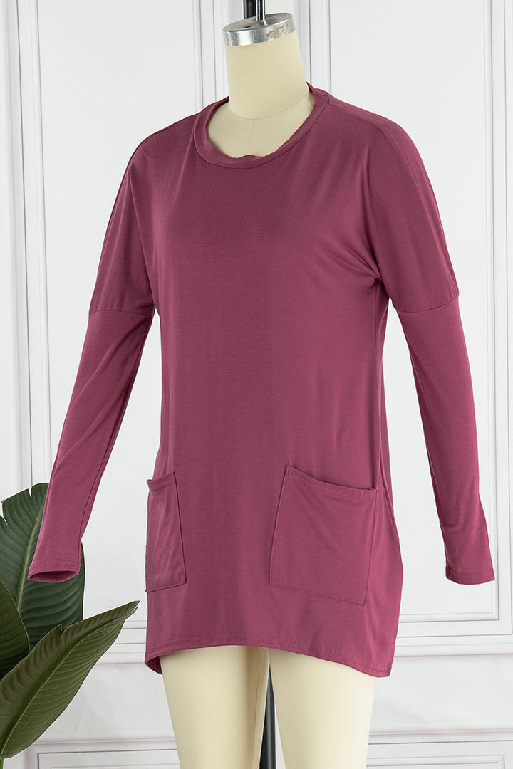 Elegante T-shirt da donna a maniche lunghe con colletto elegante per un look unico