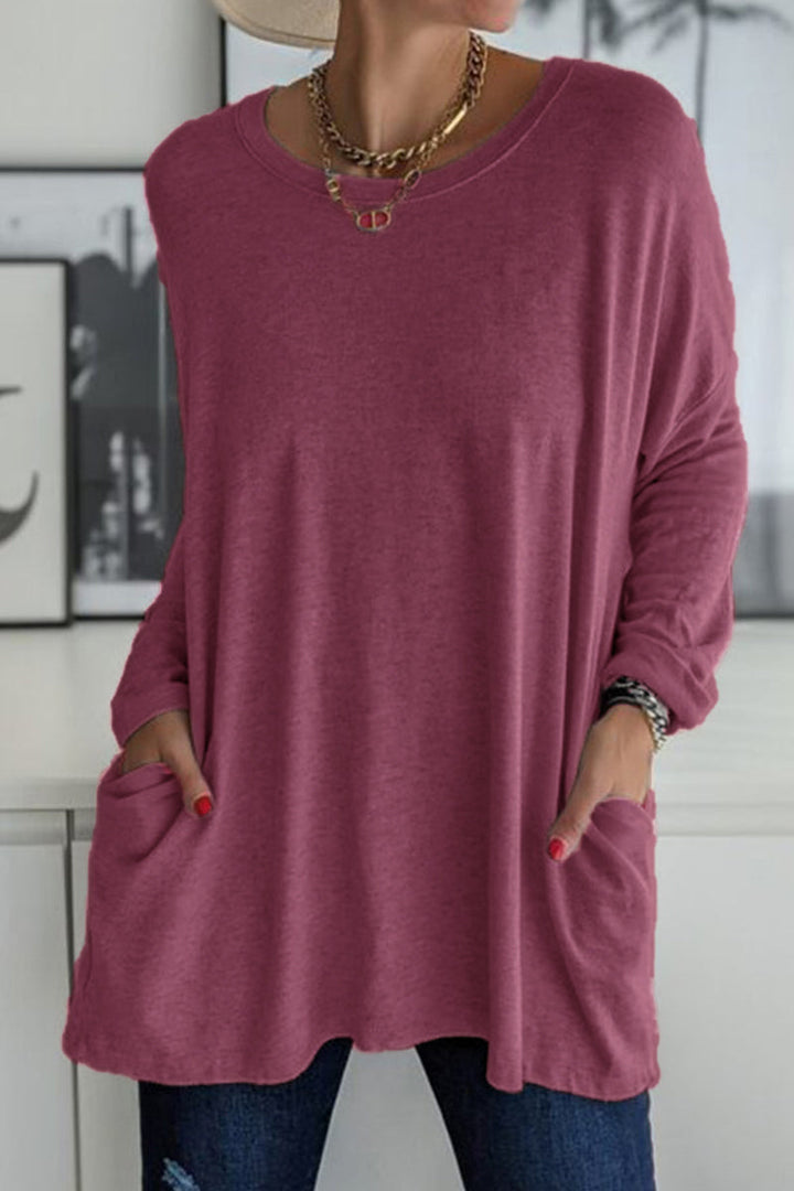 Elegante T-shirt da donna a maniche lunghe con colletto elegante per un look unico
