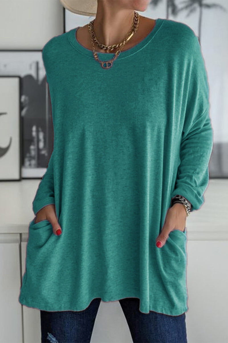 Elegante T-shirt da donna a maniche lunghe con colletto elegante per un look unico