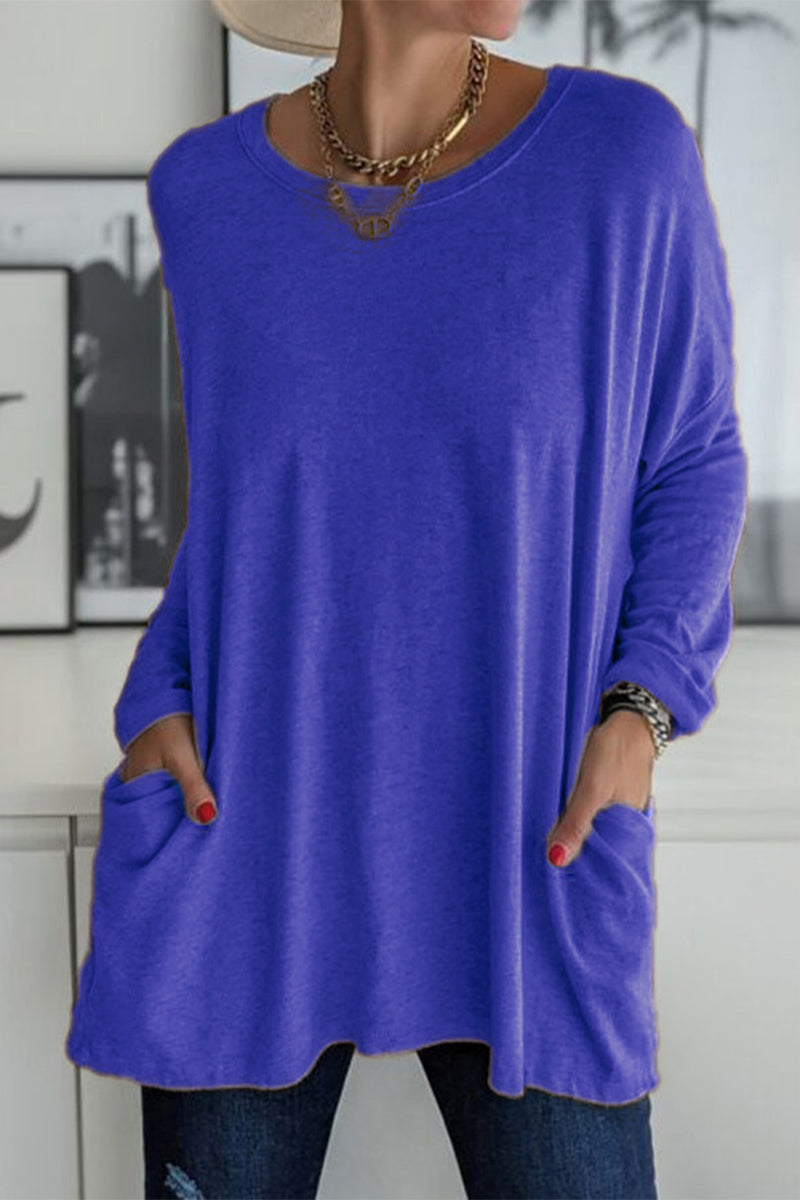 Elegante T-shirt da donna a maniche lunghe con colletto elegante per un look unico