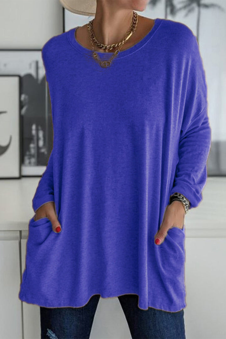 Elegante T-shirt da donna a maniche lunghe con colletto elegante per un look unico