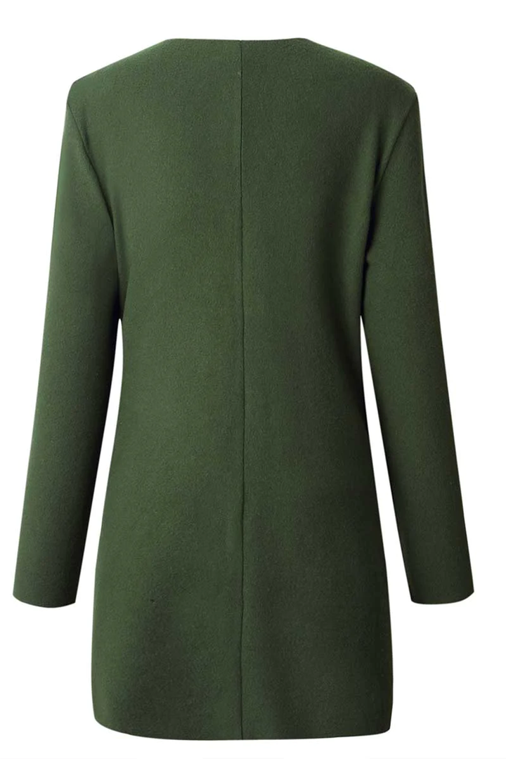 Elegante giacca da donna patchwork outdoor in tinta unita con scollo a serpente