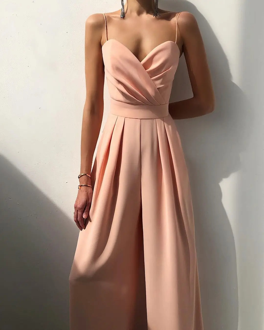 Penelope - Tuta elegante senza maniche a vita alta e a gamba larga per donna