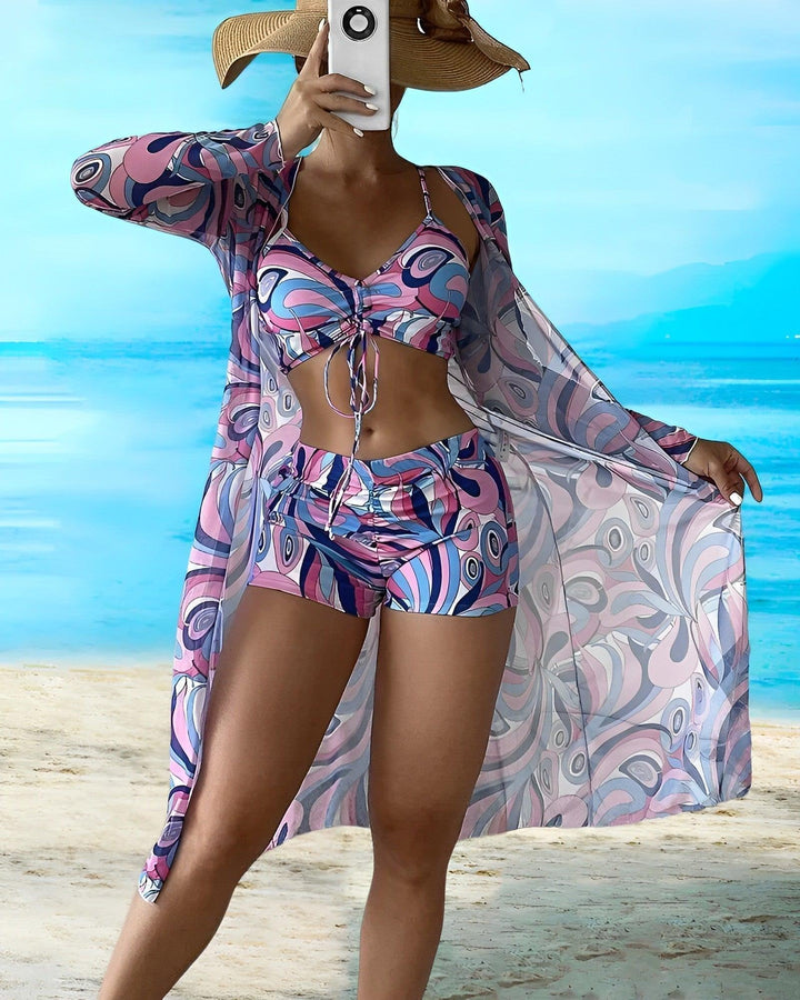 Fleuri Elegance - Set bikini 3 pezzi per donna