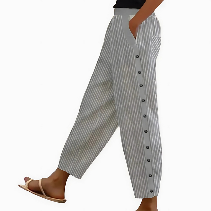 Mira - Pantaloni in lino a righe da donna eleganti e comodi per tutti i giorni