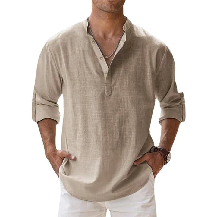 Elegante camicia da uomo a maniche lunghe in lino - fresca ed elegante da indossare tutti i giorni