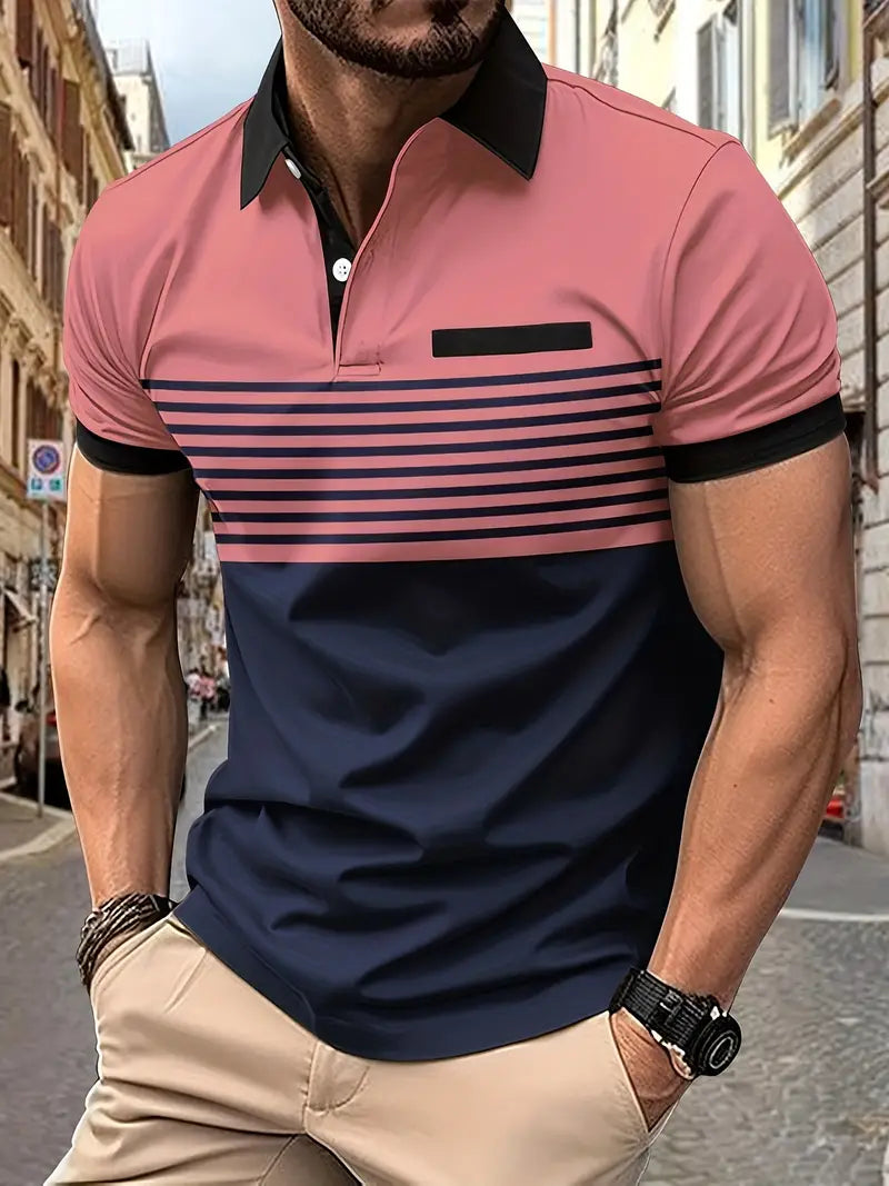 Polo elegante da uomo slim fit con cintura - maniche corte, look casual ed elegante