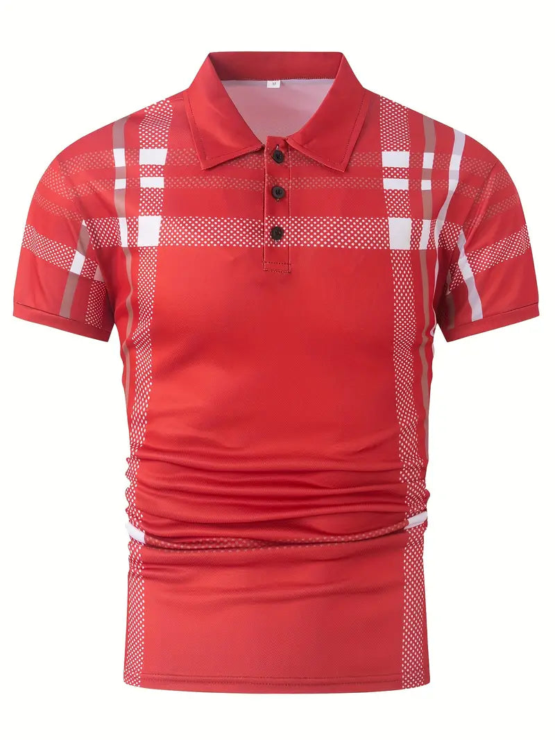 Camisa Polo para Hombre con Estilo Cuadrados - Ajuste Slim y Manga Corta para un Look Casual y Clásico