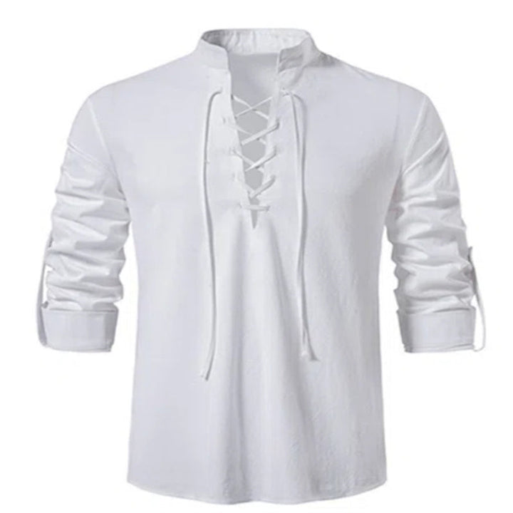 Elegante t-shirt polivalente da uomo non abbottonata con coulisse regolabile