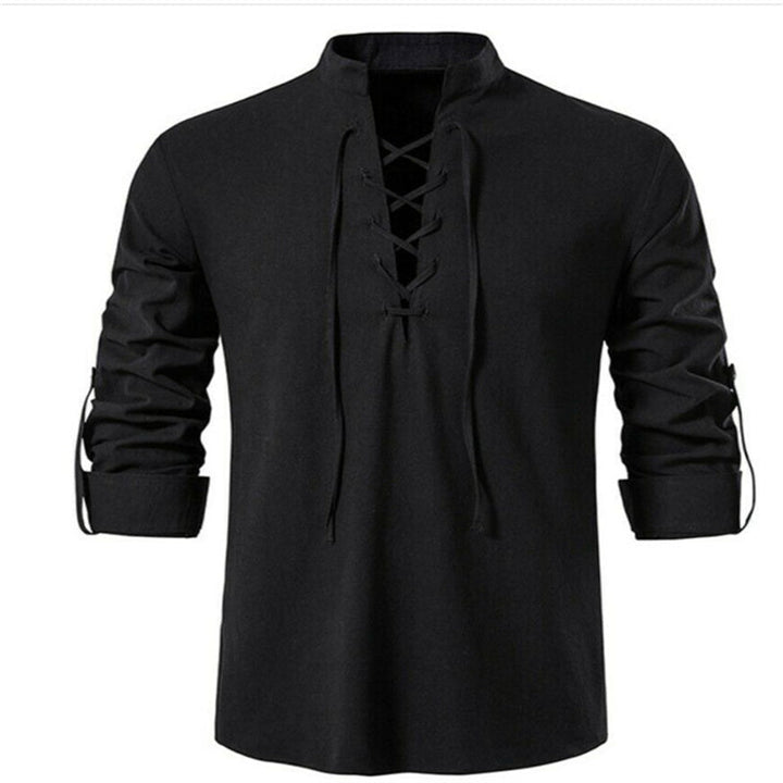 Elegante t-shirt polivalente da uomo non abbottonata con coulisse regolabile