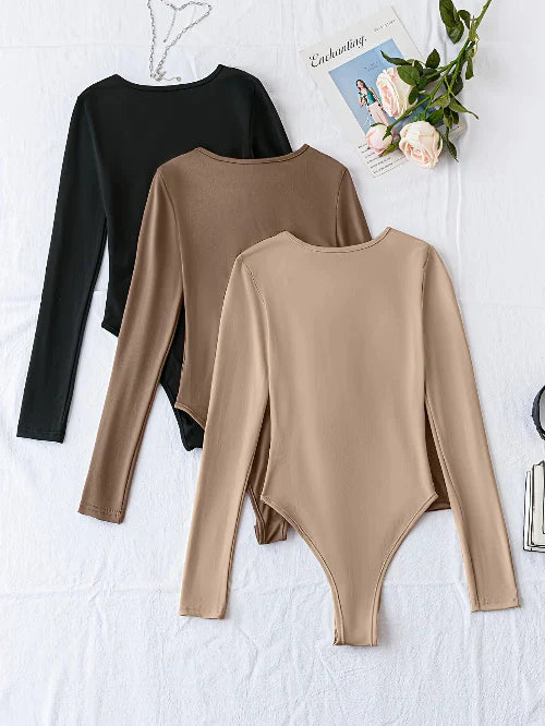 Norella - set di 3 eleganti body a maniche lunghe da donna per un look elegante e confortevole
