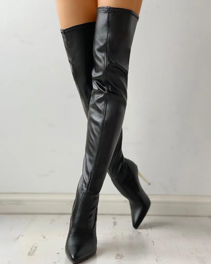 Eleganti stivali da donna sopra il ginocchio con tacco a spillo regolabile - aggiungono eleganza e fascino seducente
