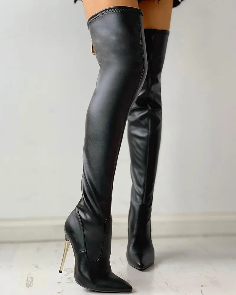 Eleganti stivali da donna sopra il ginocchio con tacco a spillo regolabile - aggiungono eleganza e fascino seducente