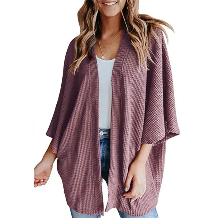 Elegante cardigan da donna con maniche a tre quarti - eleganza e comfort per tutti i giorni