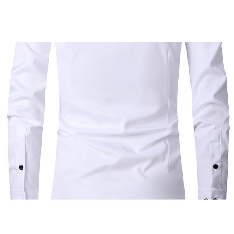 Camisa maschile slim fit di manga lunga con bottoni a contrasto per un look moderno ed elegante