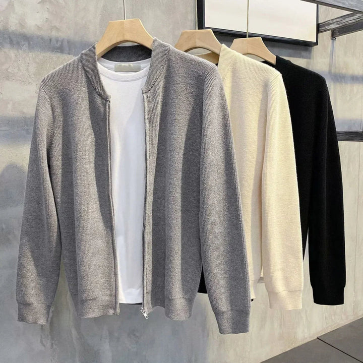 Elegante cardigan da uomo in maglia con zip comfort - abbigliamento elegante e sofisticato per ogni occasione