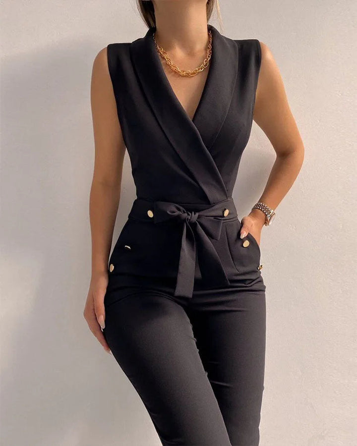 Elliana - Elegante tuta senza maniche con profonda scollatura per donna