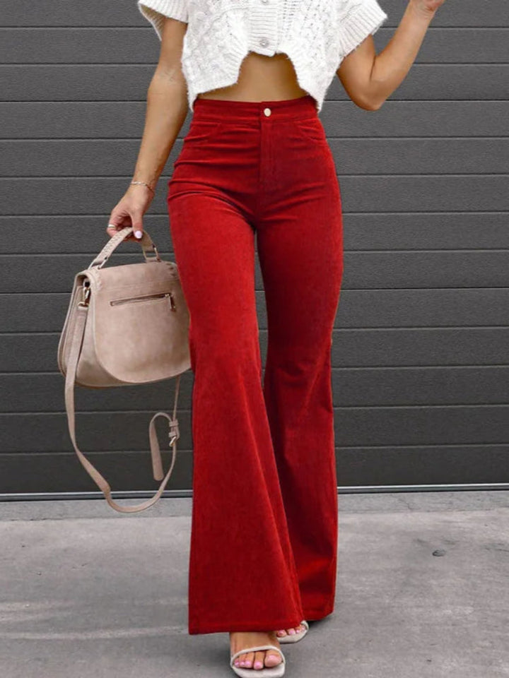 VelvetFlare - Pantaloni eleganti da donna in velluto a coste per un look alla moda ed elegante