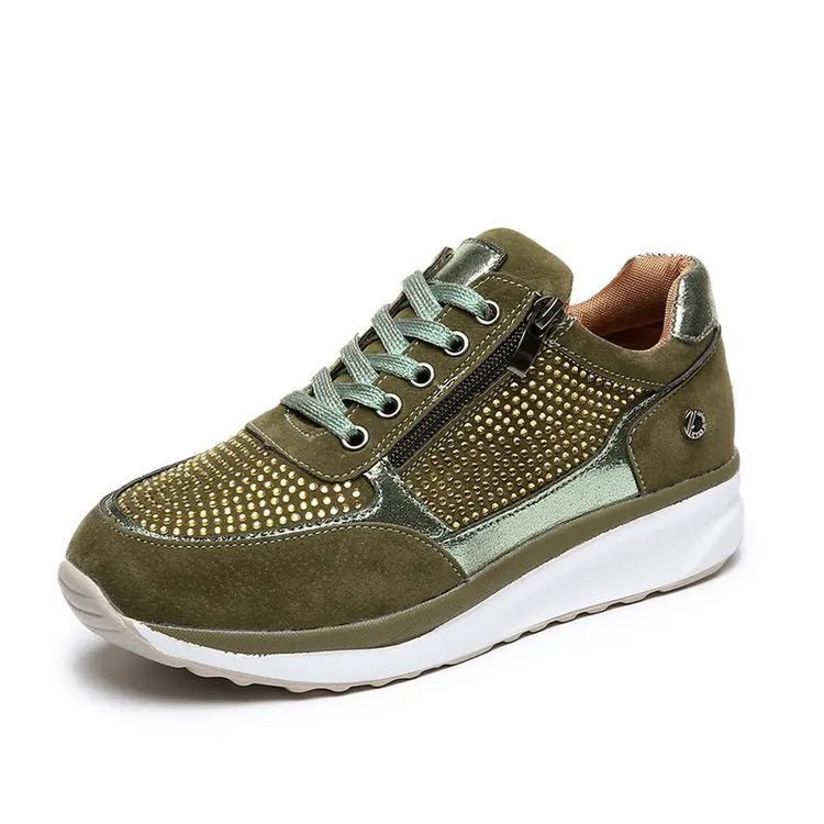 Celina - Scarpe da ginnastica eleganti da donna con decorazioni in cristallo e suola platform di tendenza