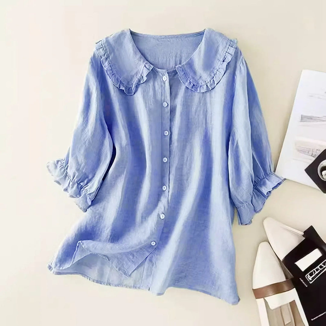 Camicetta da donna elegante con balze decorative