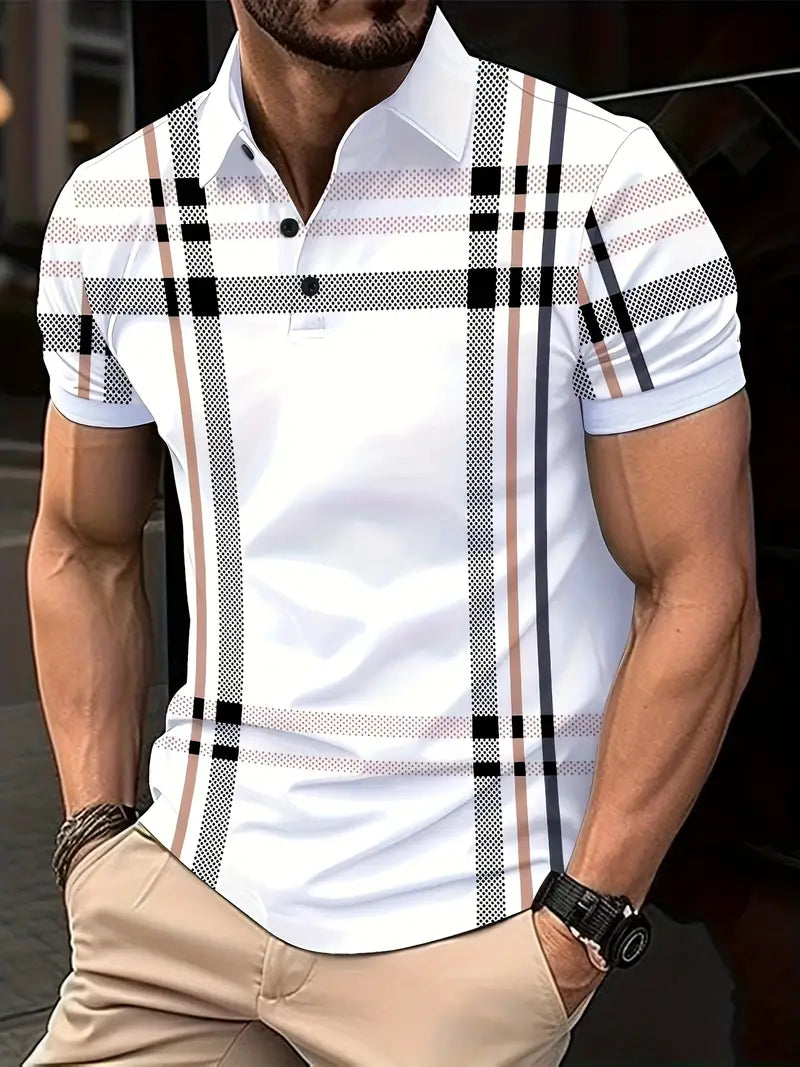 Camisa Polo para Hombre con Estilo Cuadrados - Ajuste Slim y Manga Corta para un Look Casual y Clásico