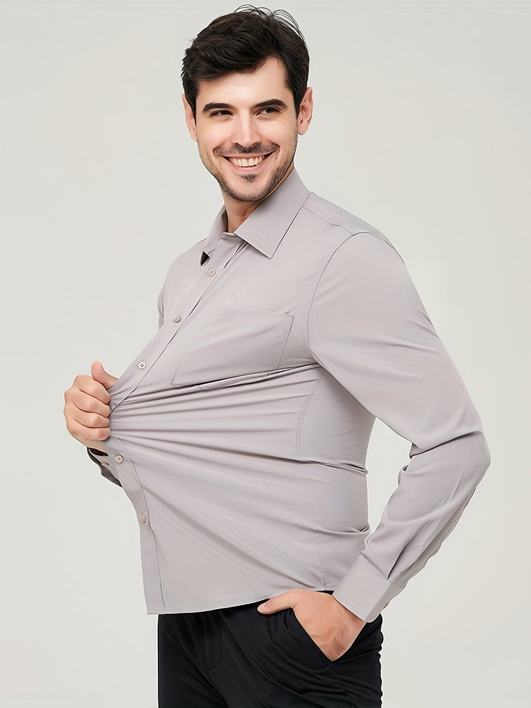 Elegante gilet da uomo in tessuto di cotone traspirante - taglio moderno e manica lunga con bottoni