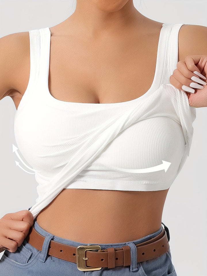 Top corto di manga lungo con nervature e sopratesta integrato ideale per la donna