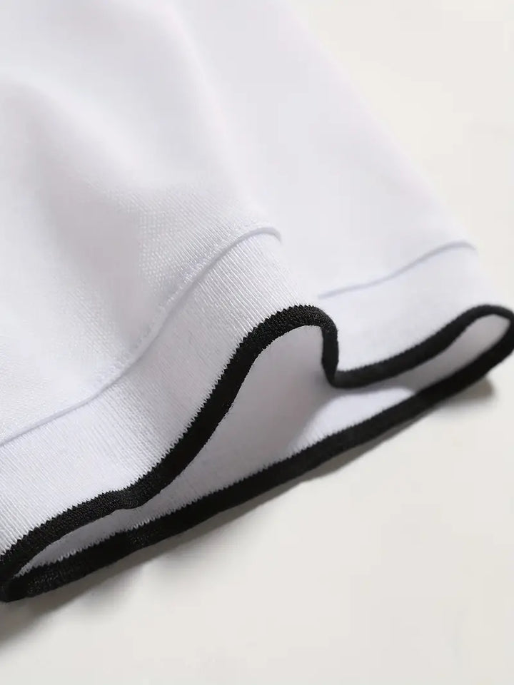 Polo da uomo elegante, slim fit, a maniche corte, a righe verticali, colletto classico