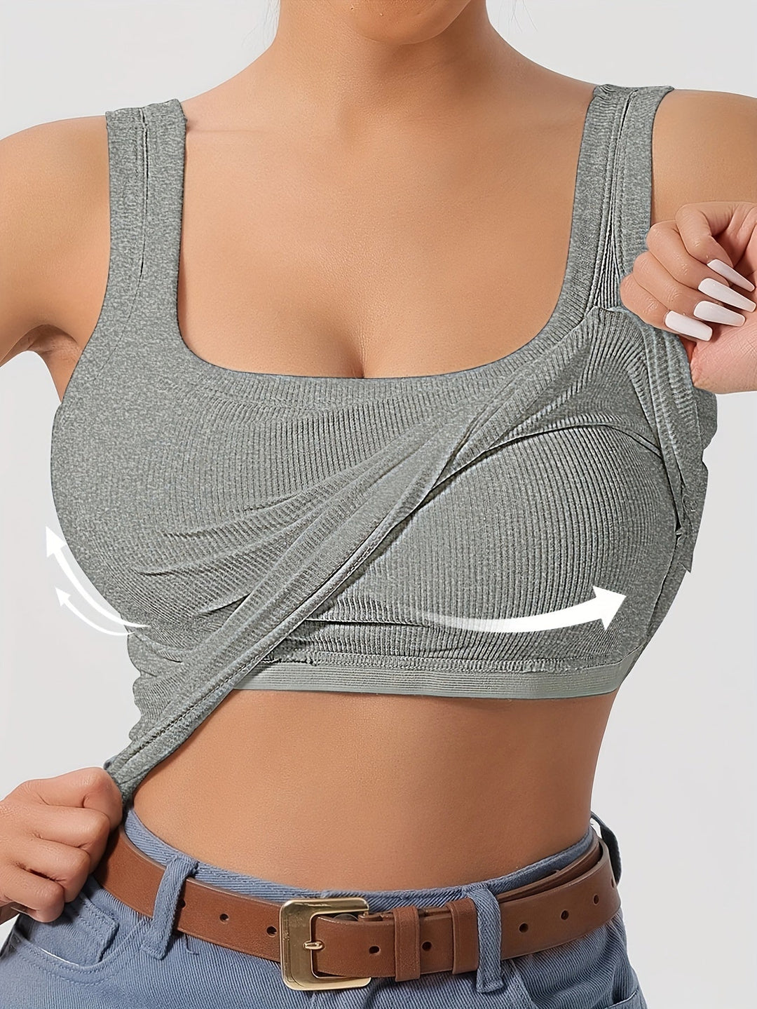 Top corto di manga lungo con nervature e sopratesta integrato ideale per la donna