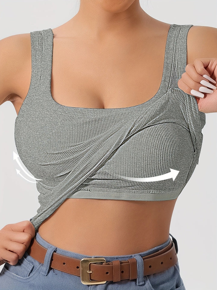 Top corto di manga lungo con nervature e sopratesta integrato ideale per la donna
