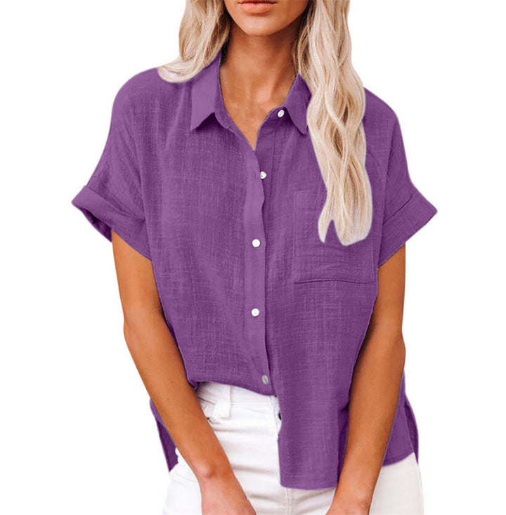 Yara - Camicetta da donna in cotone e lino, elegante e ariosa, per un look fresco, alla moda e confortevole