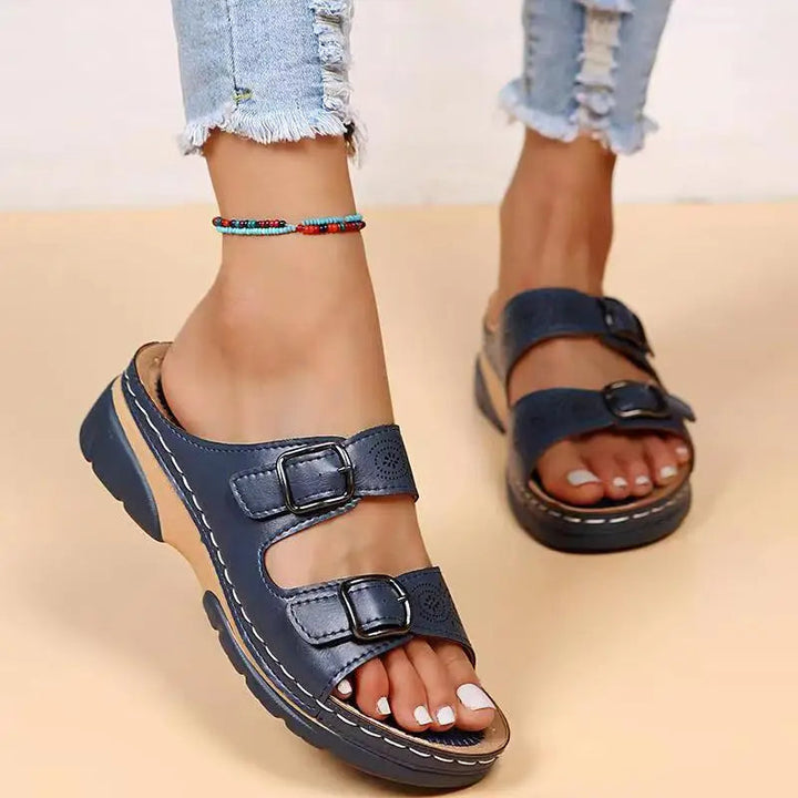 Selina - Eleganti sandali con plateau e doppia fibbia per un comfort eccezionale e un look alla moda