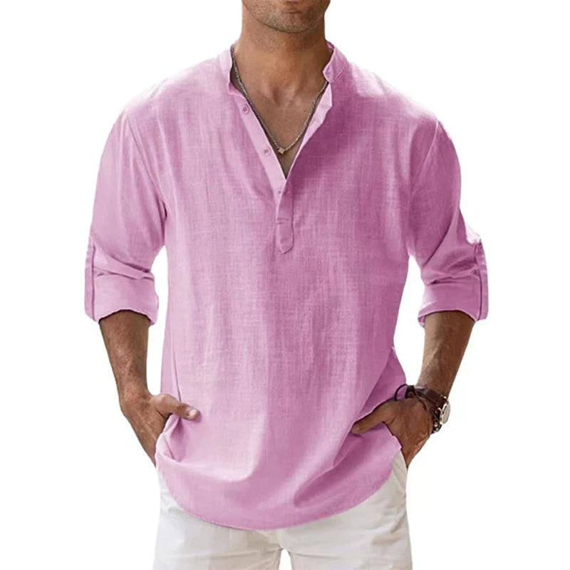Elegante camicia da uomo a maniche lunghe in lino - fresca ed elegante da indossare tutti i giorni