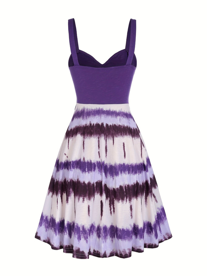 Elegante e comoda vestaglia da donna con motivo tie-dye alla moda, elegante scollatura a V e finti bottoni di gusto.