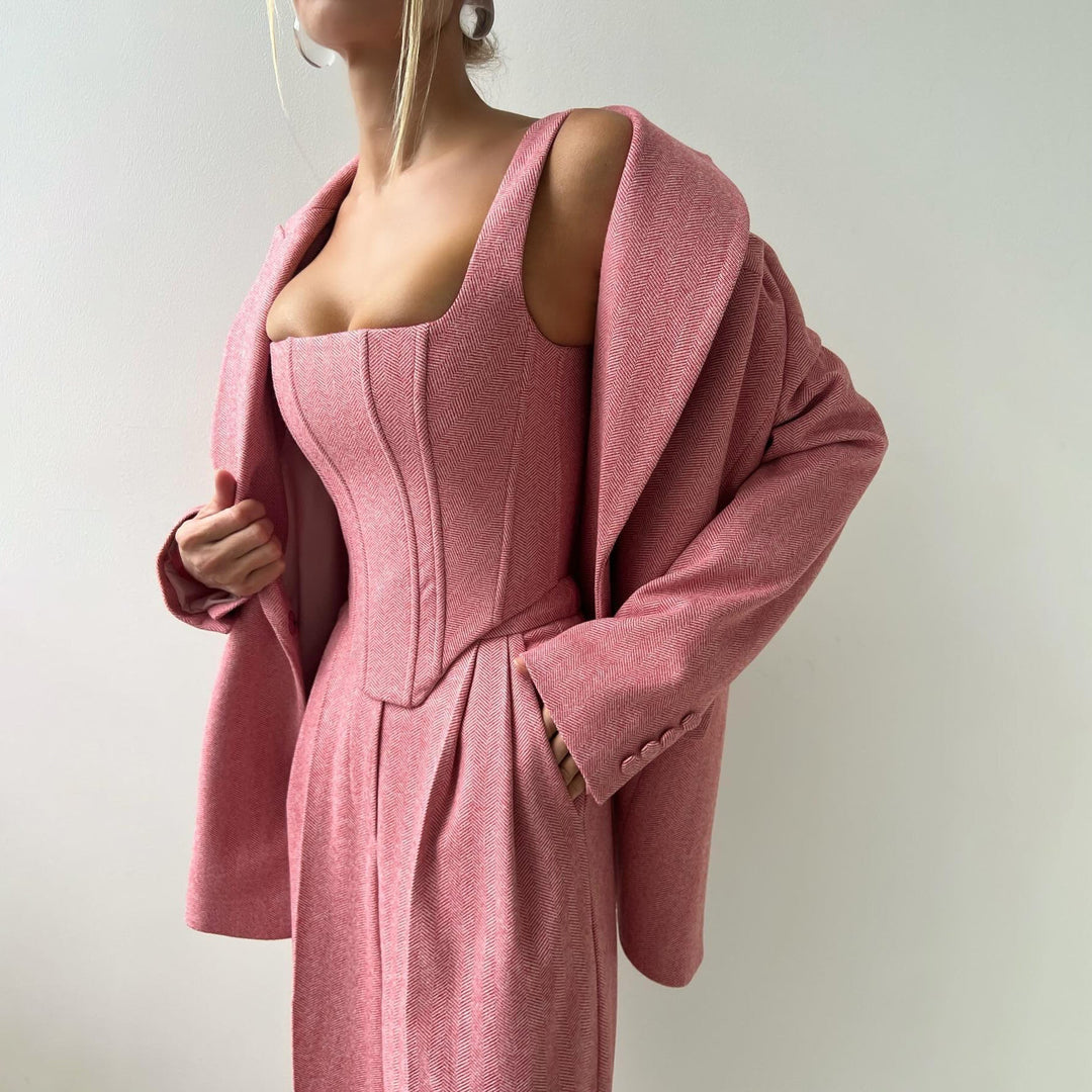 Tuta da donna 3 pezzi elegante e alla moda con blazer alla moda, top elegante e comode gambe larghe