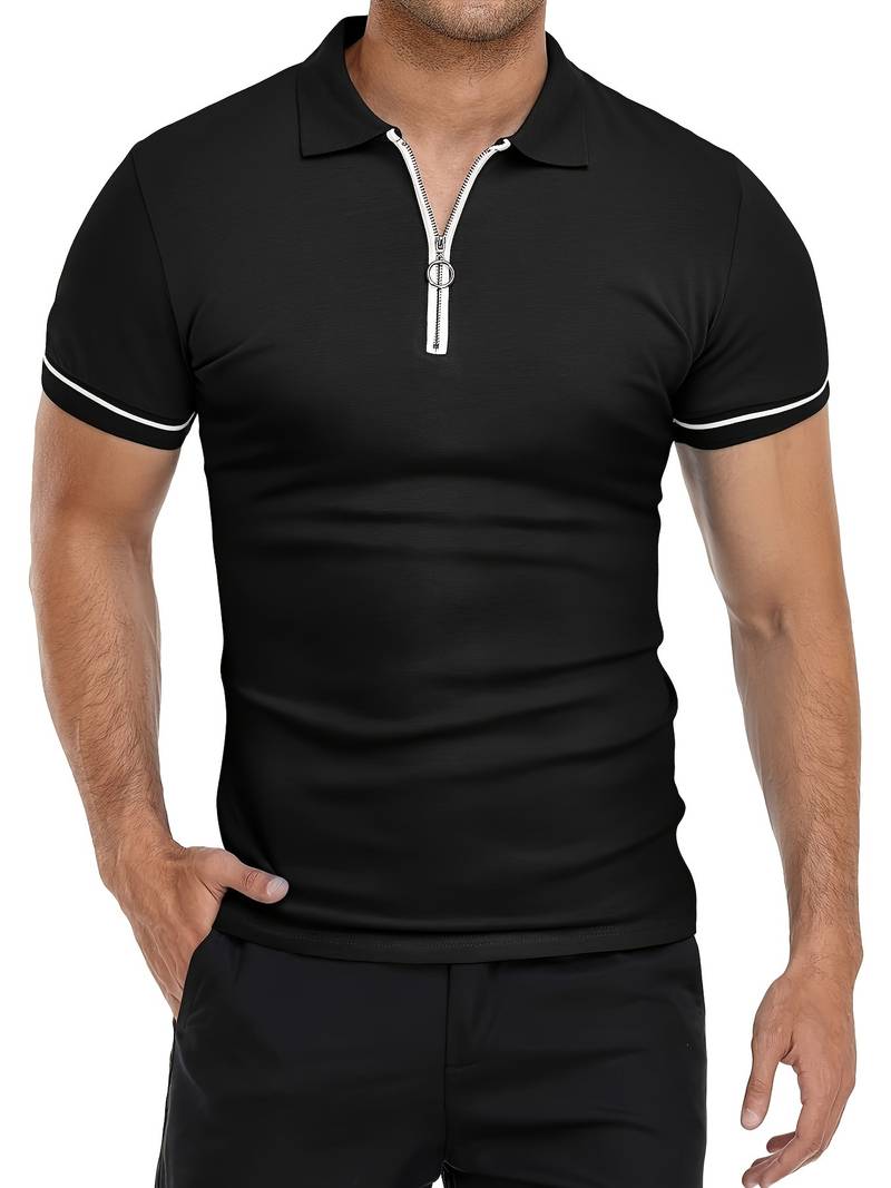 Camisas Polos para Hombre de Ajuste Delgado con Manga Corta y Detalle de Contraste Elegante, Perfectas para un Estilo Moderno y Sofisticado