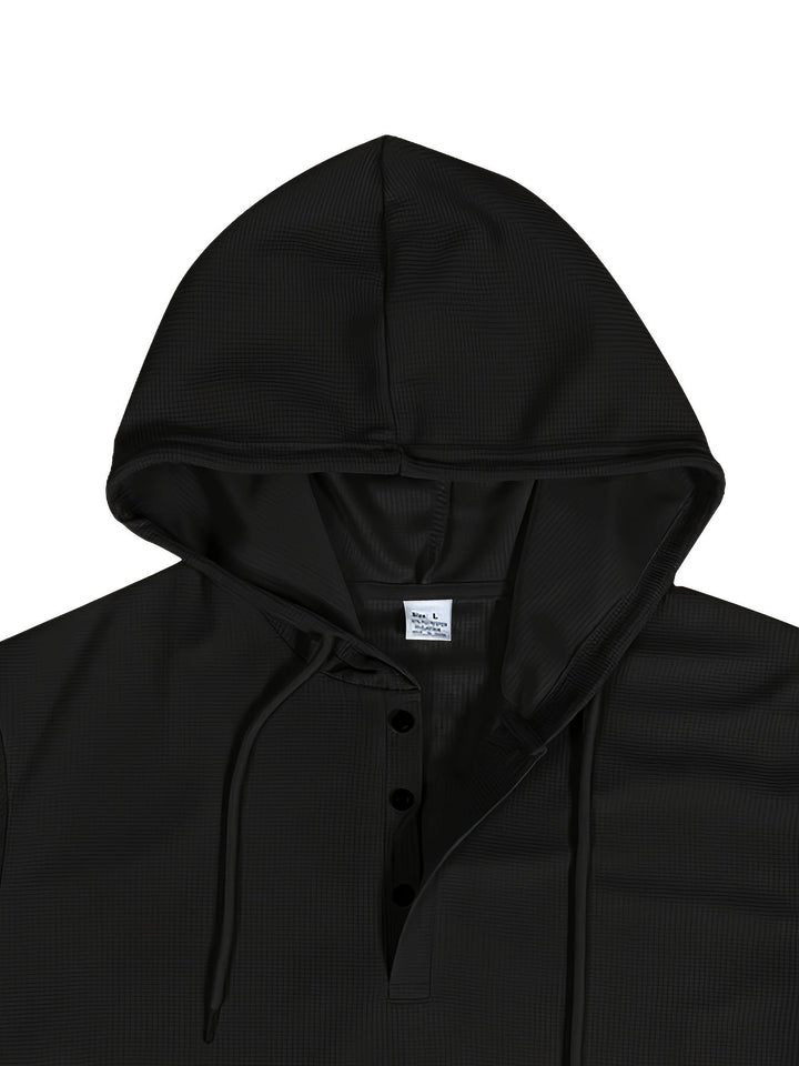 Set tuta da uomo con comoda felpa con cappuccio con colletto abbottonato e pratiche tasche - moderne scarpe da corsa con cordino per un comfort totale