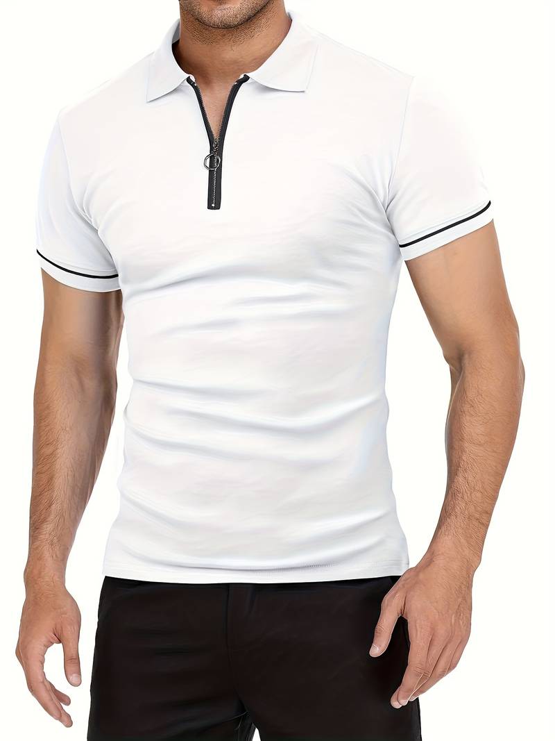 Camisas Polos para Hombre de Ajuste Delgado con Manga Corta y Detalle de Contraste Elegante, Perfectas para un Estilo Moderno y Sofisticado