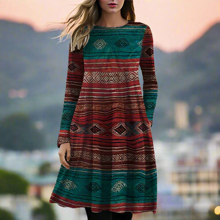 Elegante accappatoio da donna a maniche lunghe con motivo boho - Comfort e stile per tutti i giorni