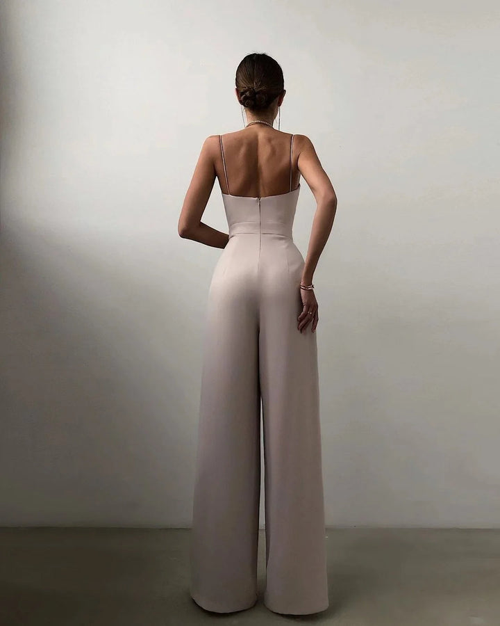 Penelope - Tuta elegante senza maniche a vita alta e a gamba larga per donna
